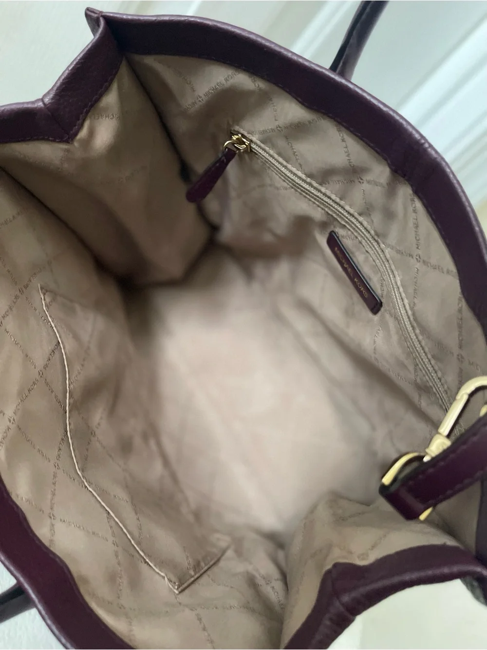 Michael Kors Plum Leather Tote with Bold Logo
